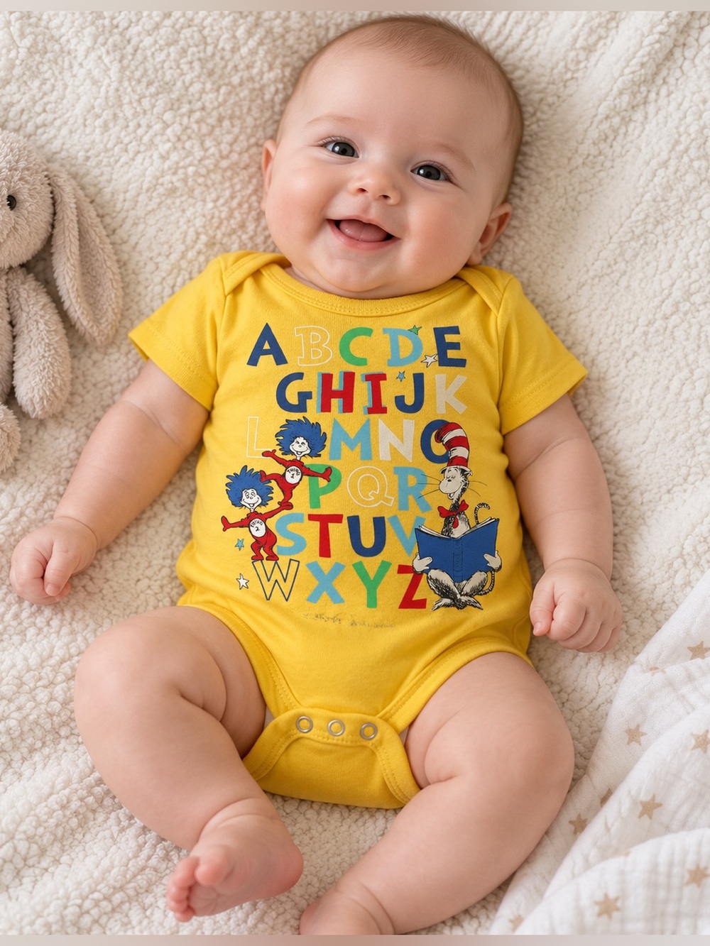 Dr. Seuss Baby 0–3M ABC Alphabet Cat in the Hat Short Sleeve Bodysuit